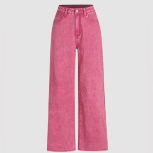 Cider Pink Solid Wide Leg Jeans
